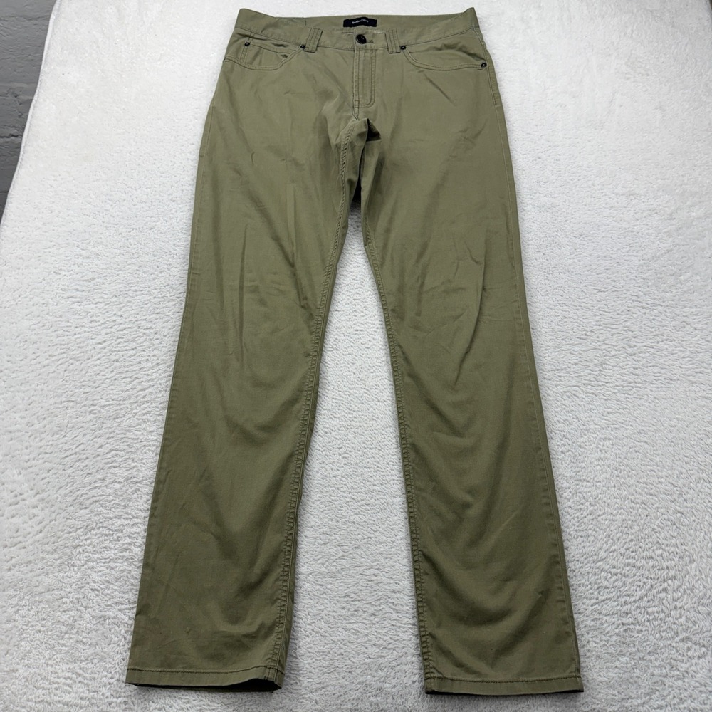 Bugatchi Mens Olive Green Stretch Cotton 5-Pocket Straight Leg Pants Size 33 34